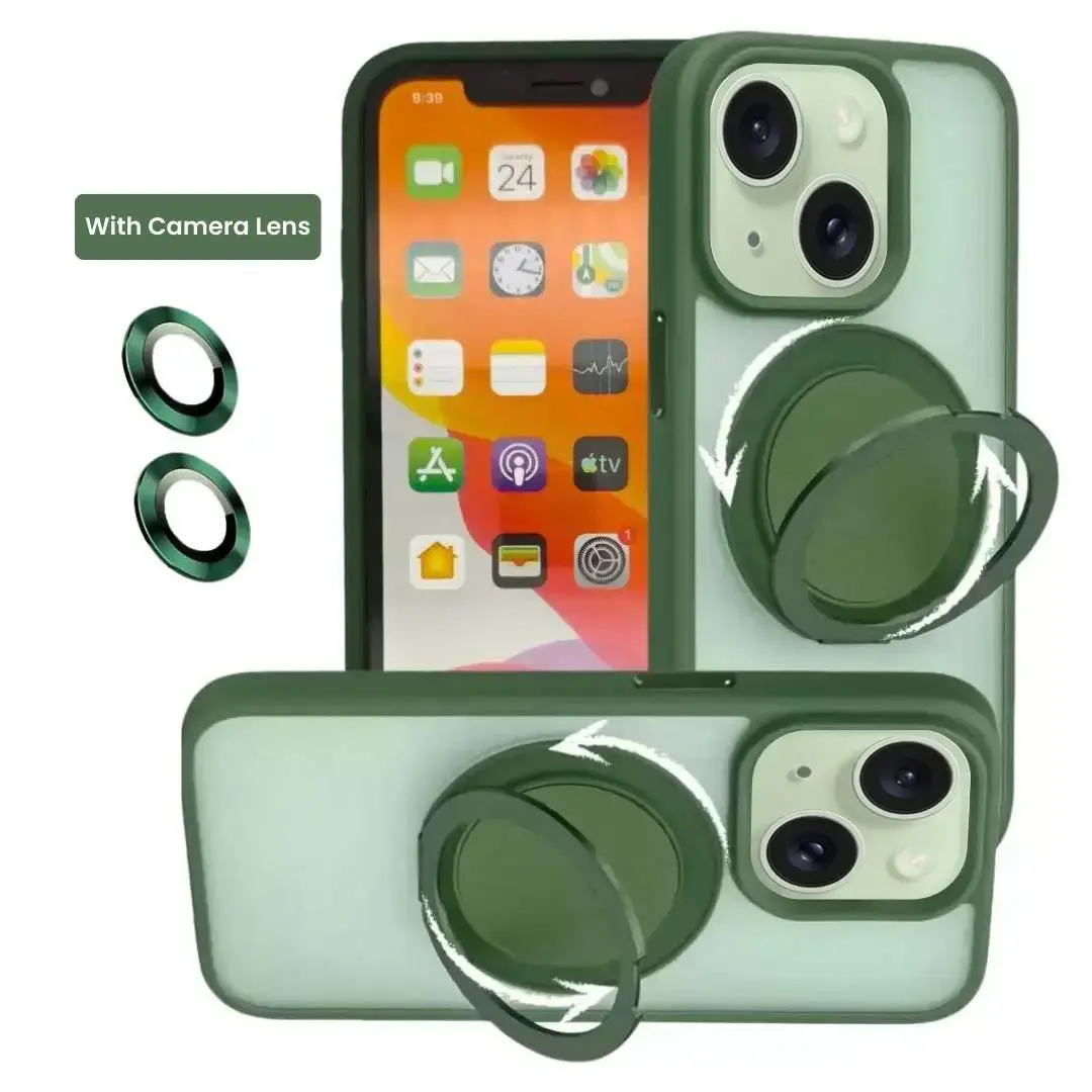 iPhone 15 MagSafe Cam Smoke Rotating Kickstand Green